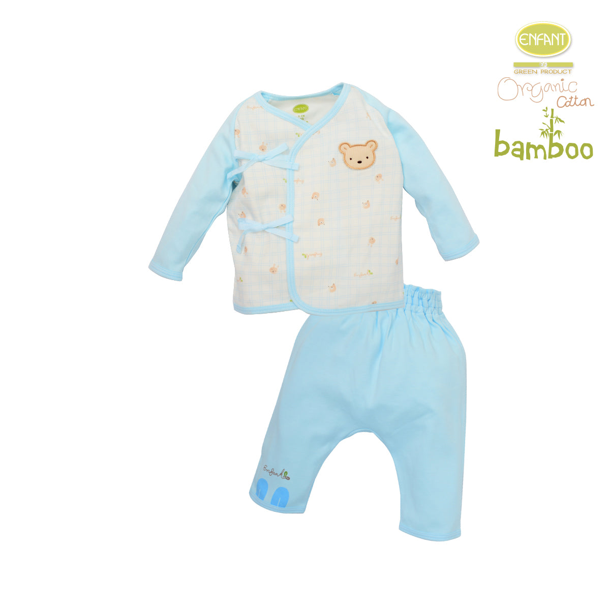 Enfant green Organic cotton bambuเสื้อผูกแขนยาว+กางเกง ER1R77