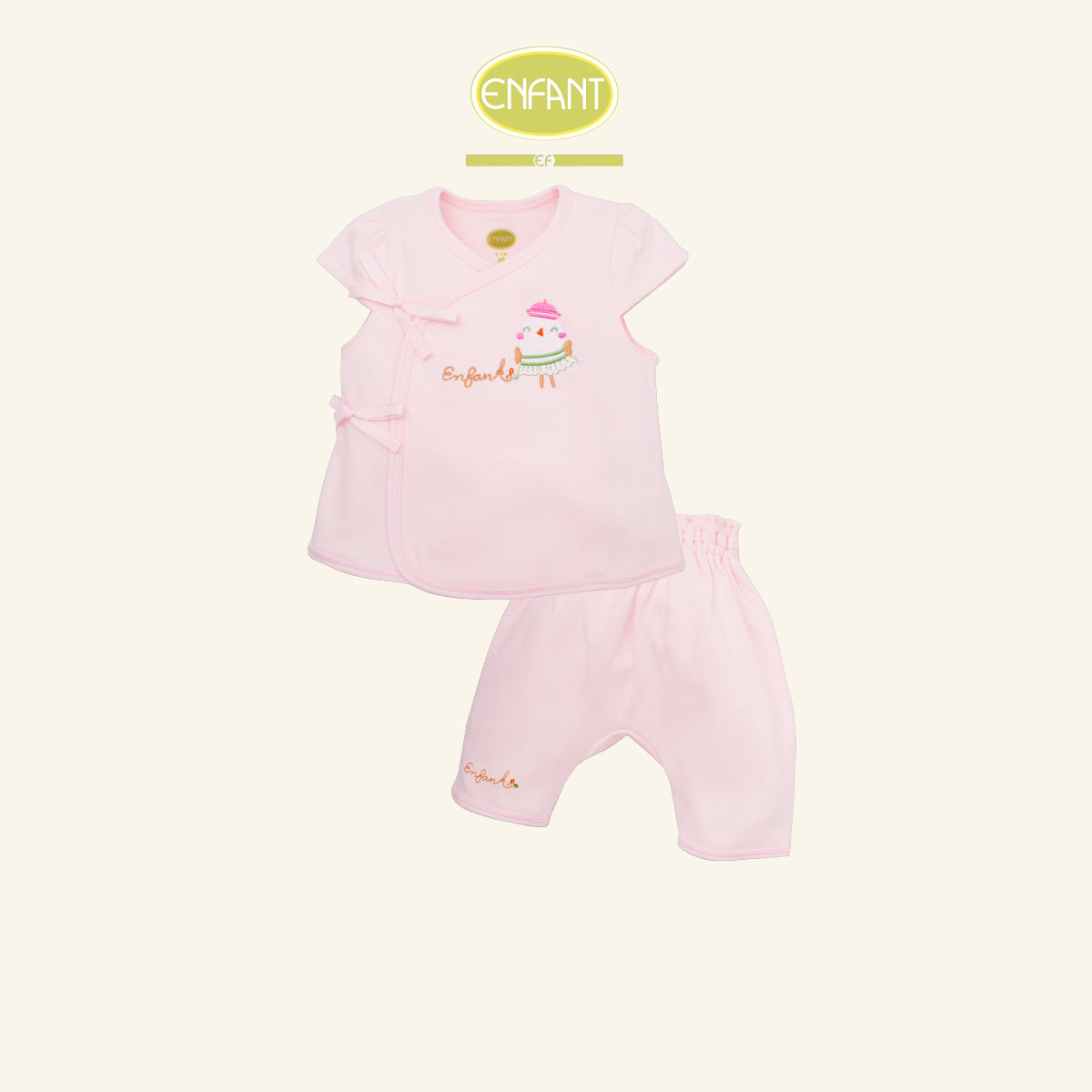 ENFANT ชุดเสื้อผูก แรกเกิด-6เดือน ลายนกน้อยชมพู รุ่นER1R93
