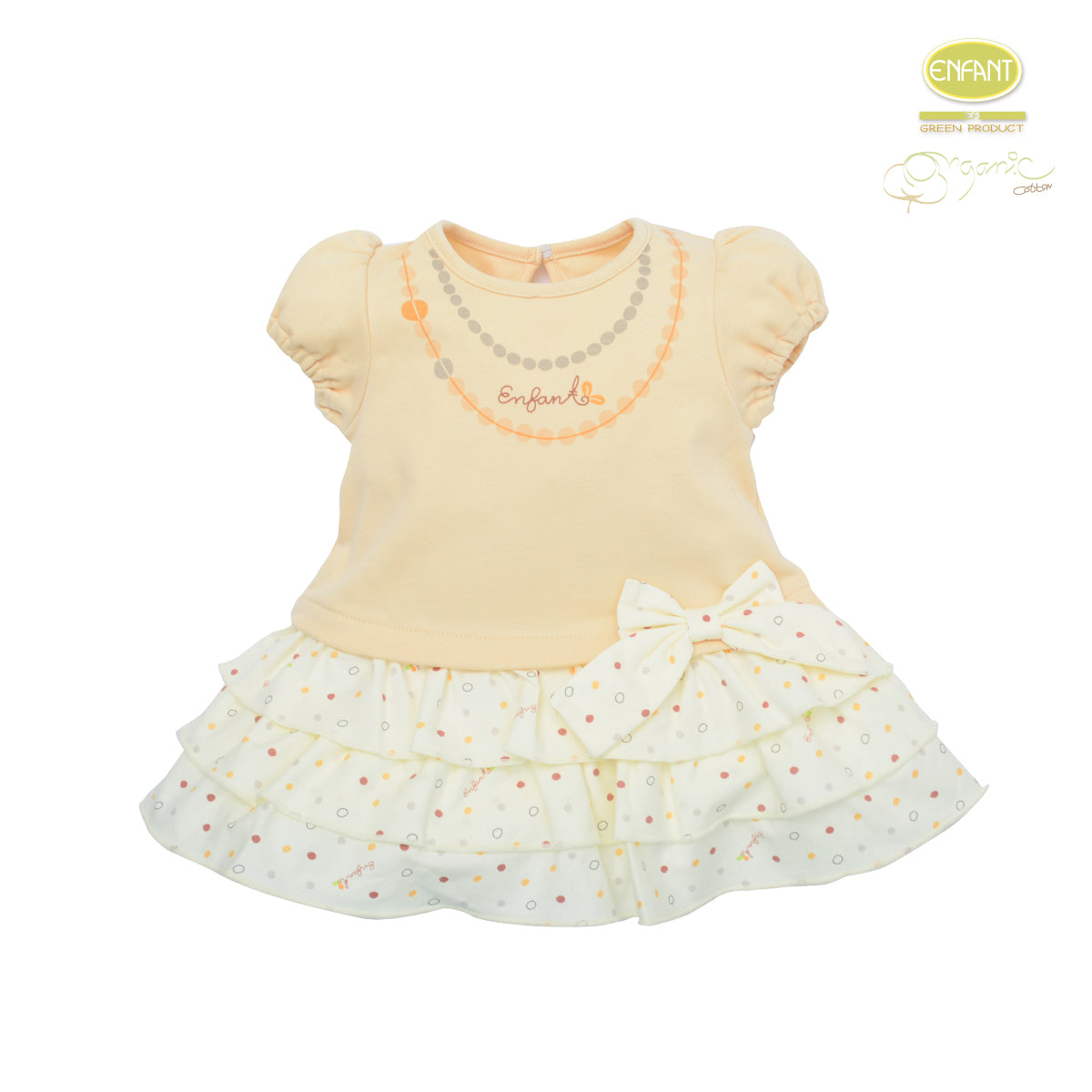 Enfant green ชุดกระโปรงเด็กเล็ก แขนตุ๊กตา แต่งระบายชายกระโปรง3ชั้น ER4R61
