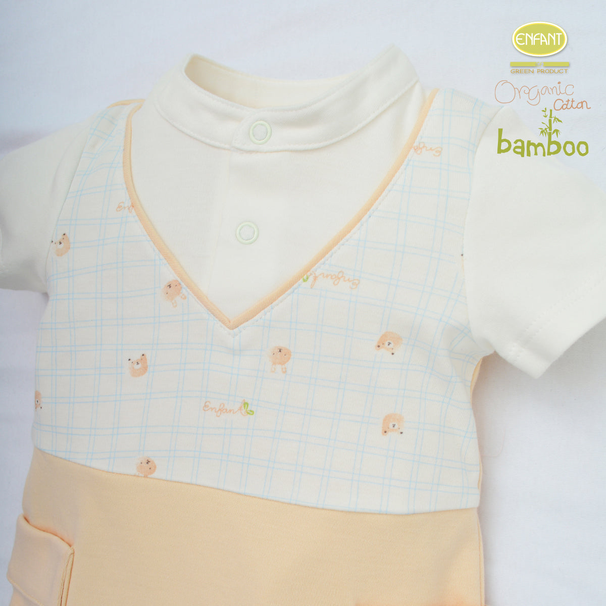 Enfant green Organic cotton Bambuชุดบอดี้สูทเด็กชาย ER8R7