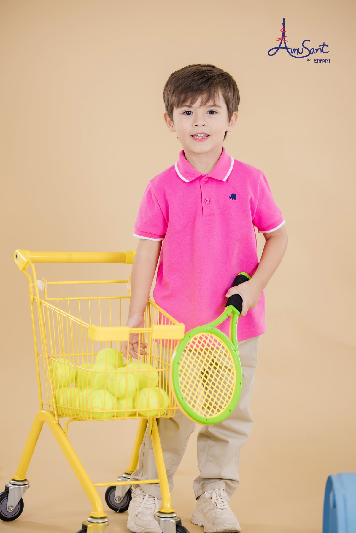 Amusant เสื้อโปโลเย็นแต่งปก+แขน EH2J50