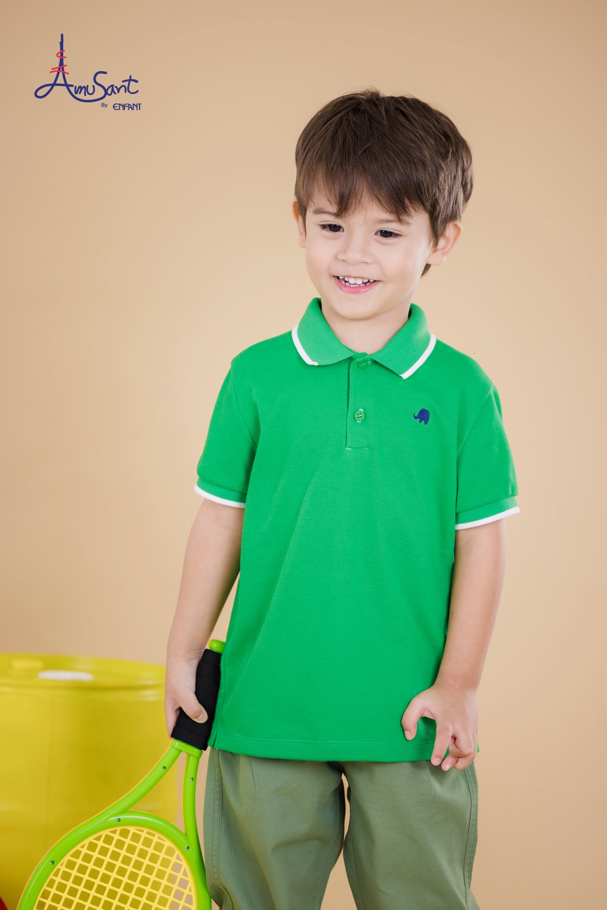 Amusant เสื้อโปโลเย็นแต่งปก+แขน EH2J50