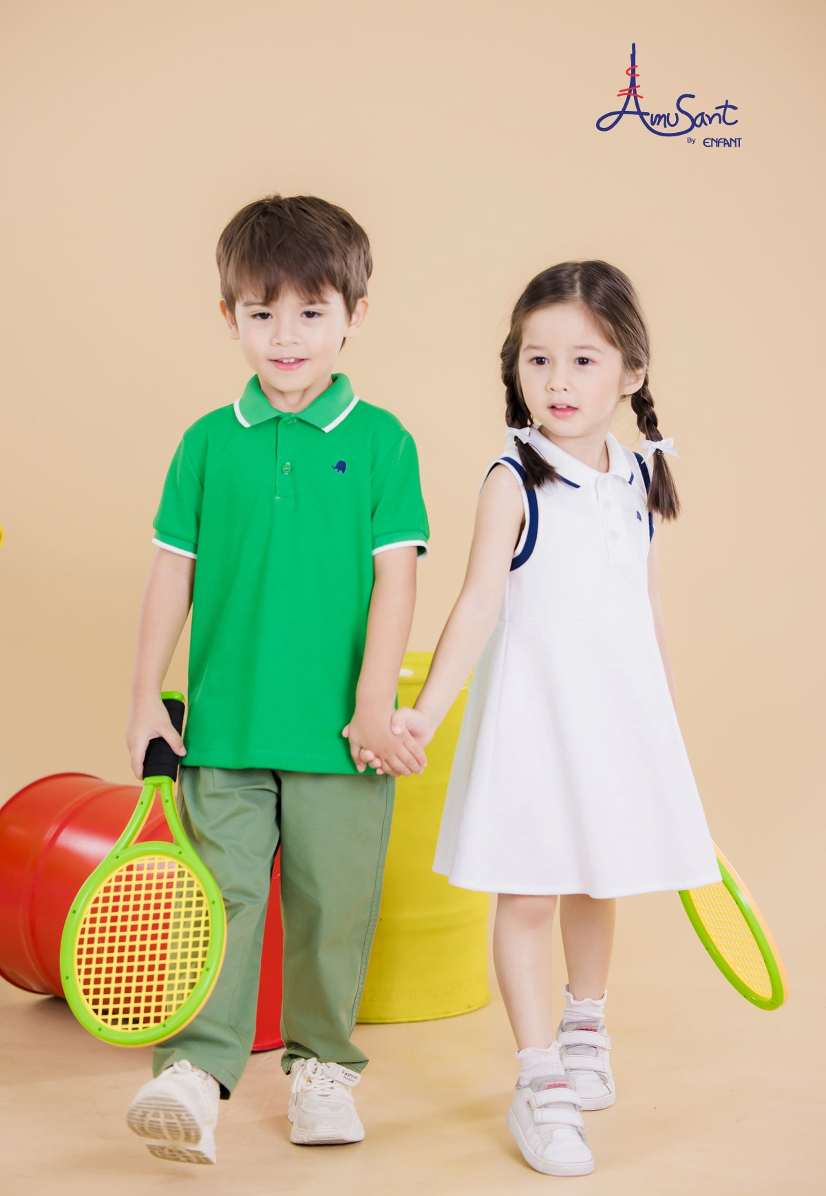 Amusant เสื้อโปโลเย็นแต่งปก+แขน EH2J50