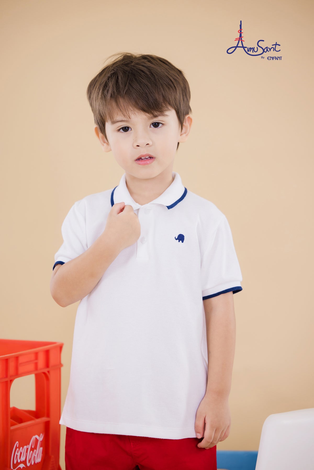 Amusant เสื้อโปโลเย็นแต่งปก+แขน EH2J50