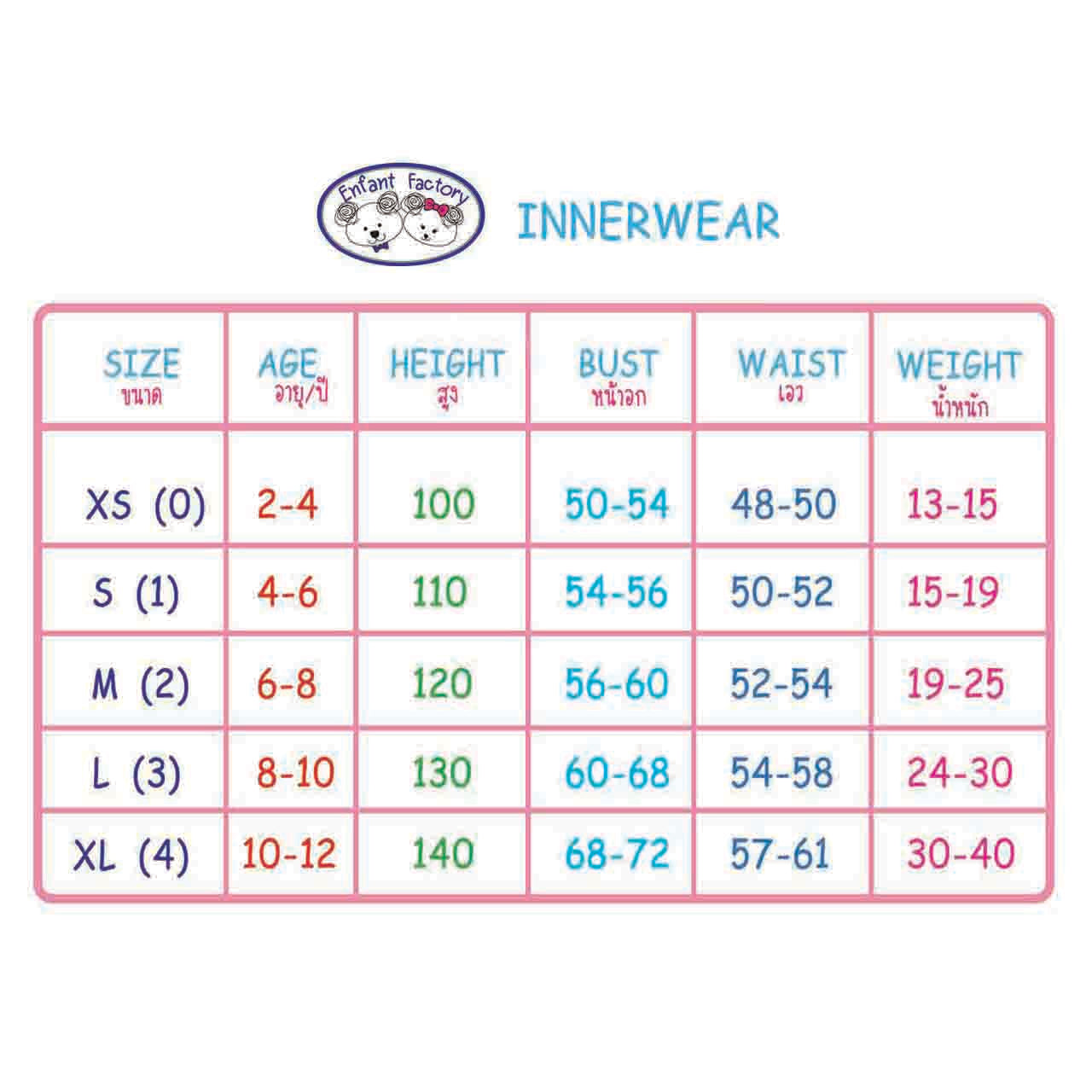 AMUSANT กางเกงบ็อกเซอร์เด็กหญิงสีชมพู สำหรับ 2ขวบ - 12 ขวบ EH3R71,EH3R73