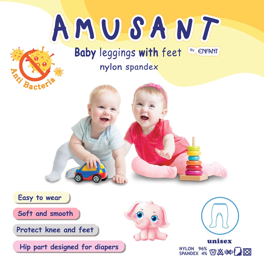 กดซื้อ2ตัว Amusantกางเกงเลคกิ้งคลุมเท้าเนื้อถุงน่องสำหรับ 3 เดือน - 12 เดือน