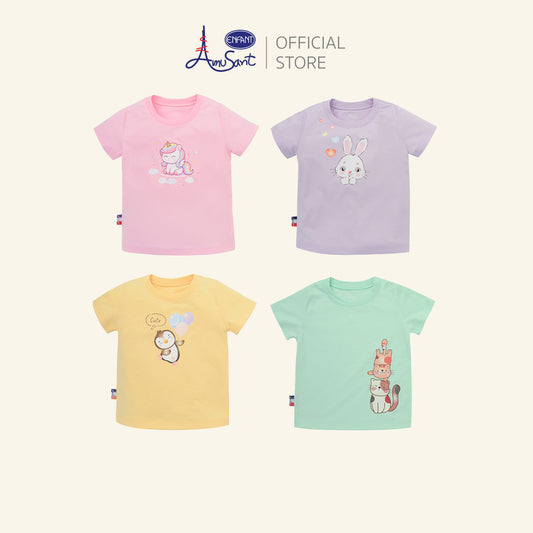 AMUSANT เสื้อยืด ลายการ์ตูน (เด็กหญิง) 6เดือน-8ปี EH2R10