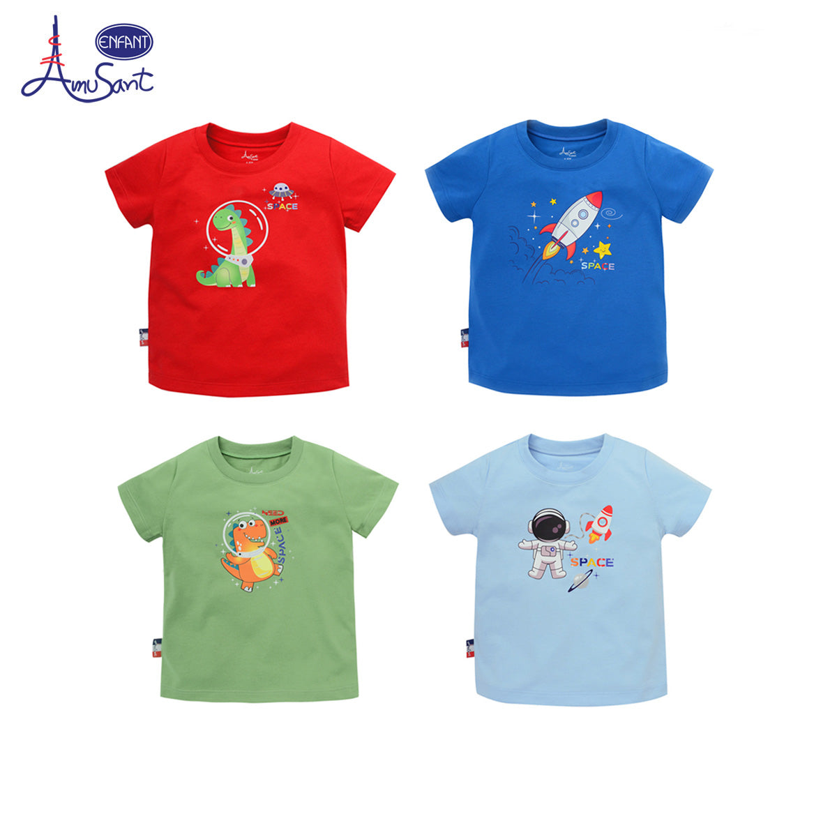 AMUSANT เสื้อยืดลายการ์ตูน (เด็กชาย) 6เดือน-8ปี EH2R10