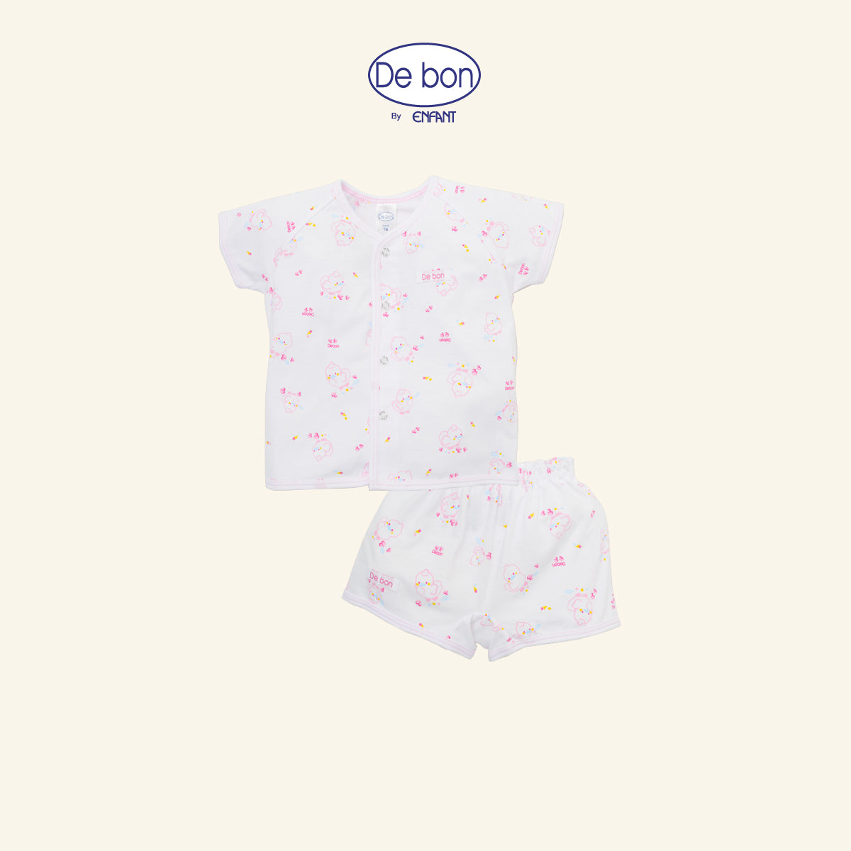 DE BON เสื้อผูกป้าย/กระดุม/กางเกง ขาสั้น แรกเกิด-2ขวบ เป็ดน้อย (ขายแยกชิ้น) ฟ้า-ชมพู EI2AX5
