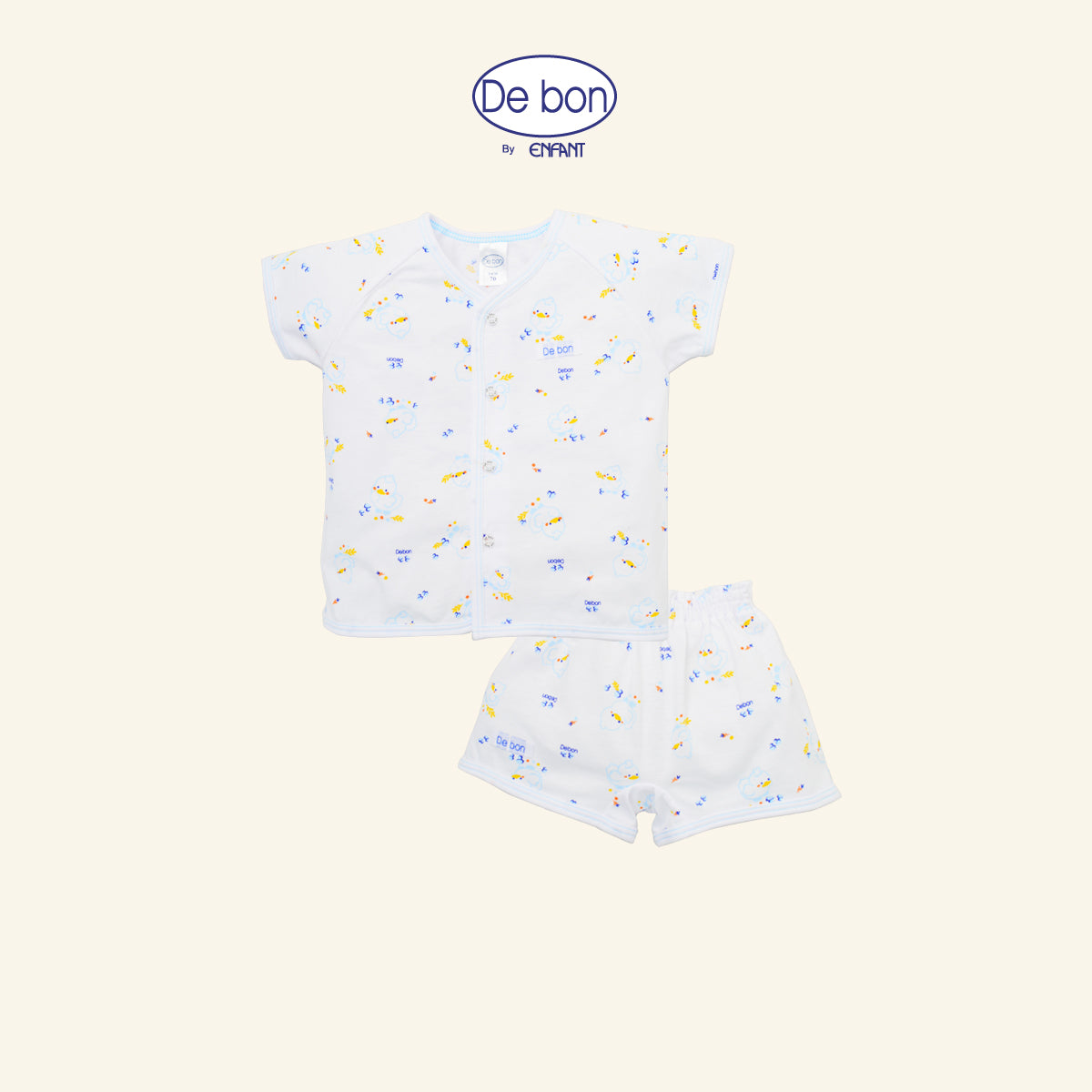 DE BON เสื้อผูกป้าย/กระดุม/กางเกง ขาสั้น แรกเกิด-2ขวบ เป็ดน้อย (ขายแยกชิ้น) ฟ้า-ชมพู EI2AX5