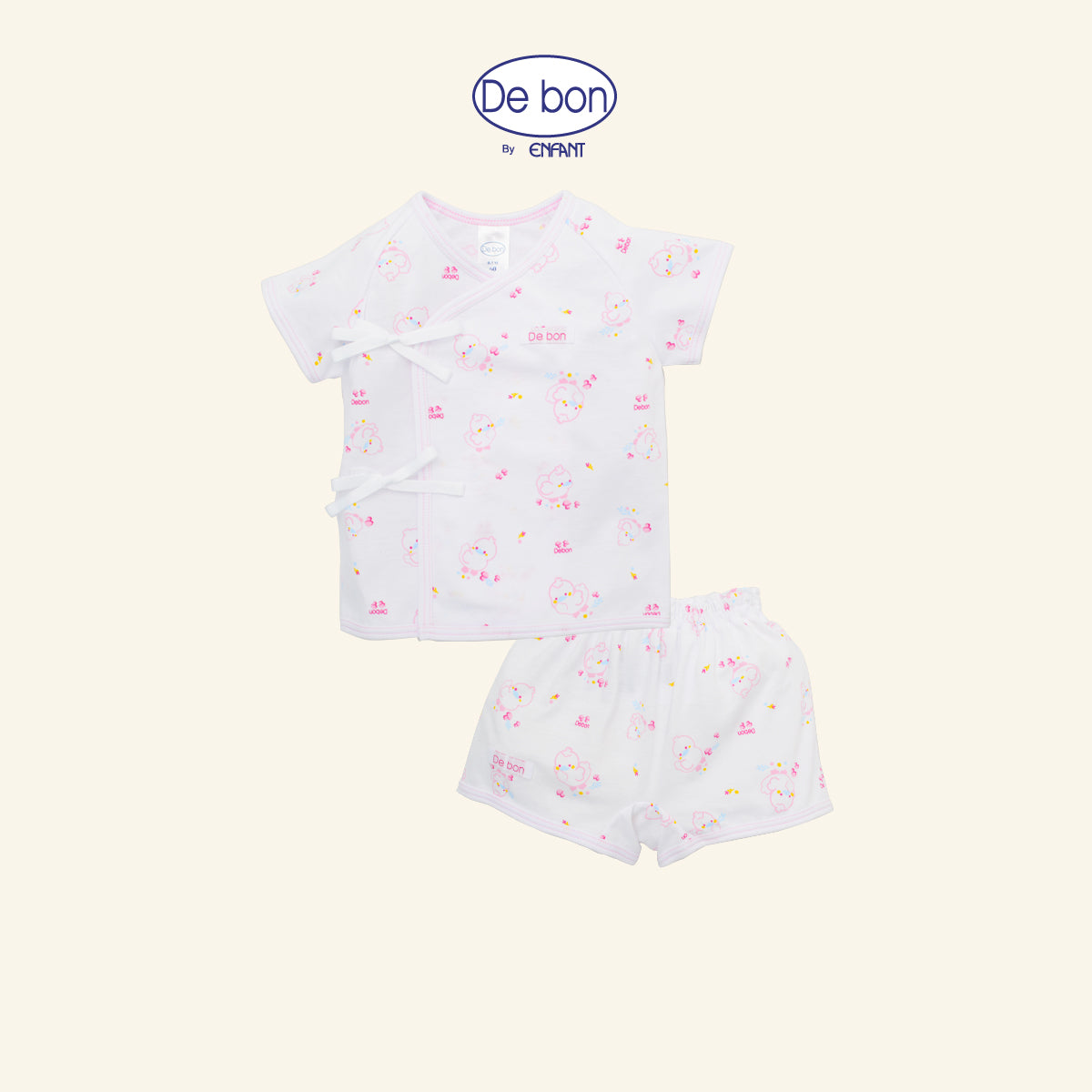 DE BON เสื้อผูกป้าย/กระดุม/กางเกง ขาสั้น แรกเกิด-2ขวบ เป็ดน้อย (ขายแยกชิ้น) ฟ้า-ชมพู EI2AX5