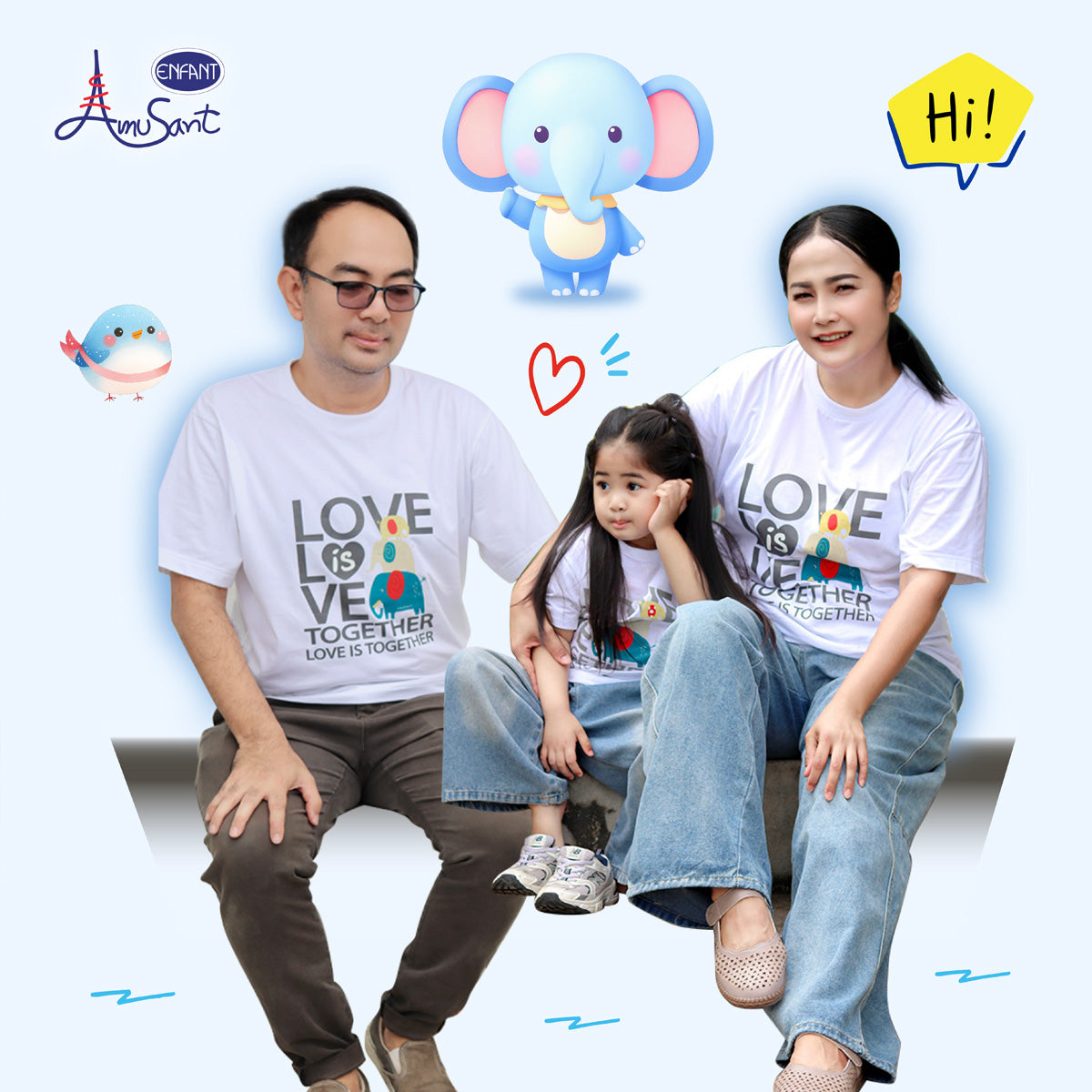 AMUSANT  เสื้อเซ็ตคู่แฟมิลี่ ช้างน้อย พ่อ-ลูก รุ่นEK9J22-EH2N31