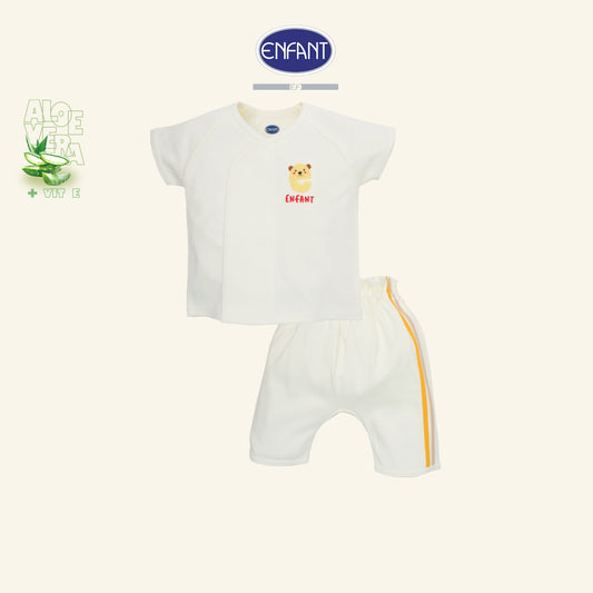 ENFANT ชุดเสื้อแขนสั้น + กางเกงขาสั้น เด็กอ่อน ผ้า Aloe Vera + Vitamin E รุ่น  สีครีม EB1JQ5
