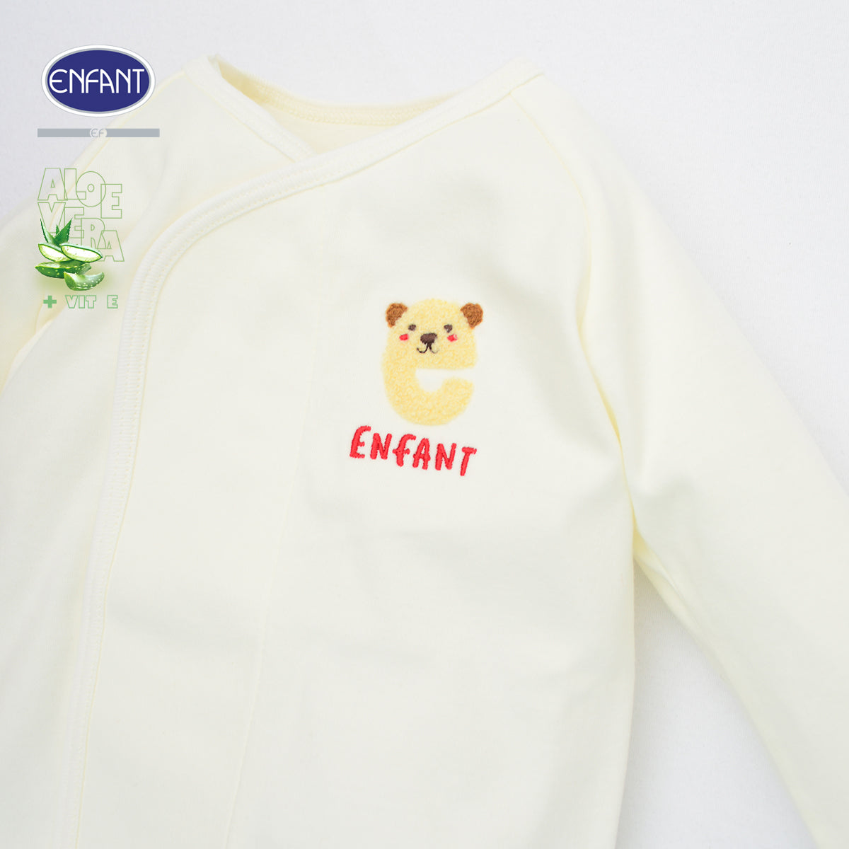 ENFANT ชุดเสื้อแขนยาว + กางเกงขายาว แรกเกิด-6 เดือน ผ้า Aloe Vera + Vitamin E รุ่น  สีครีม EB1JQ6