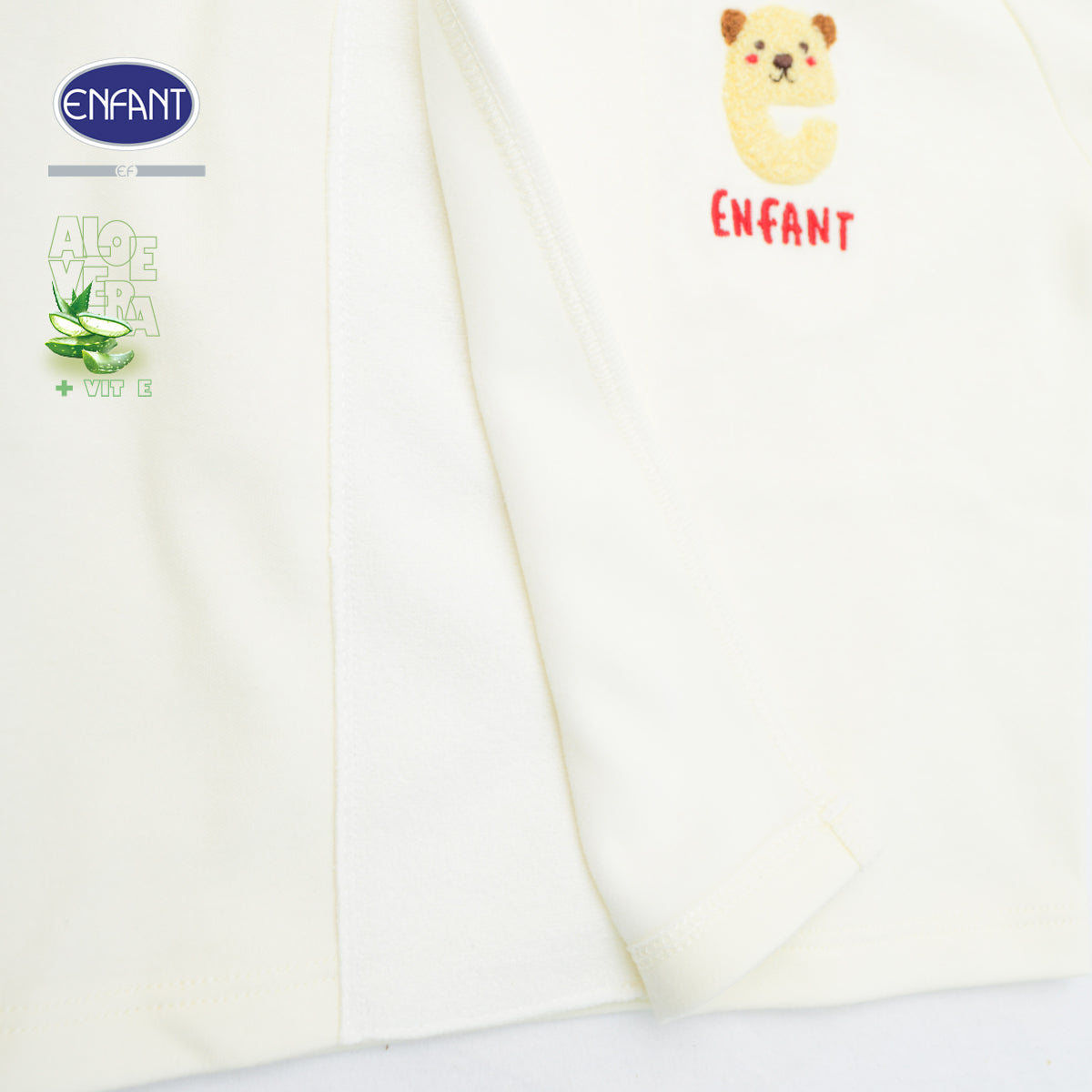 ENFANT ชุดเสื้อแขนยาว + กางเกงขายาว แรกเกิด-6 เดือน ผ้า Aloe Vera + Vitamin E รุ่น  สีครีม EB1JQ6