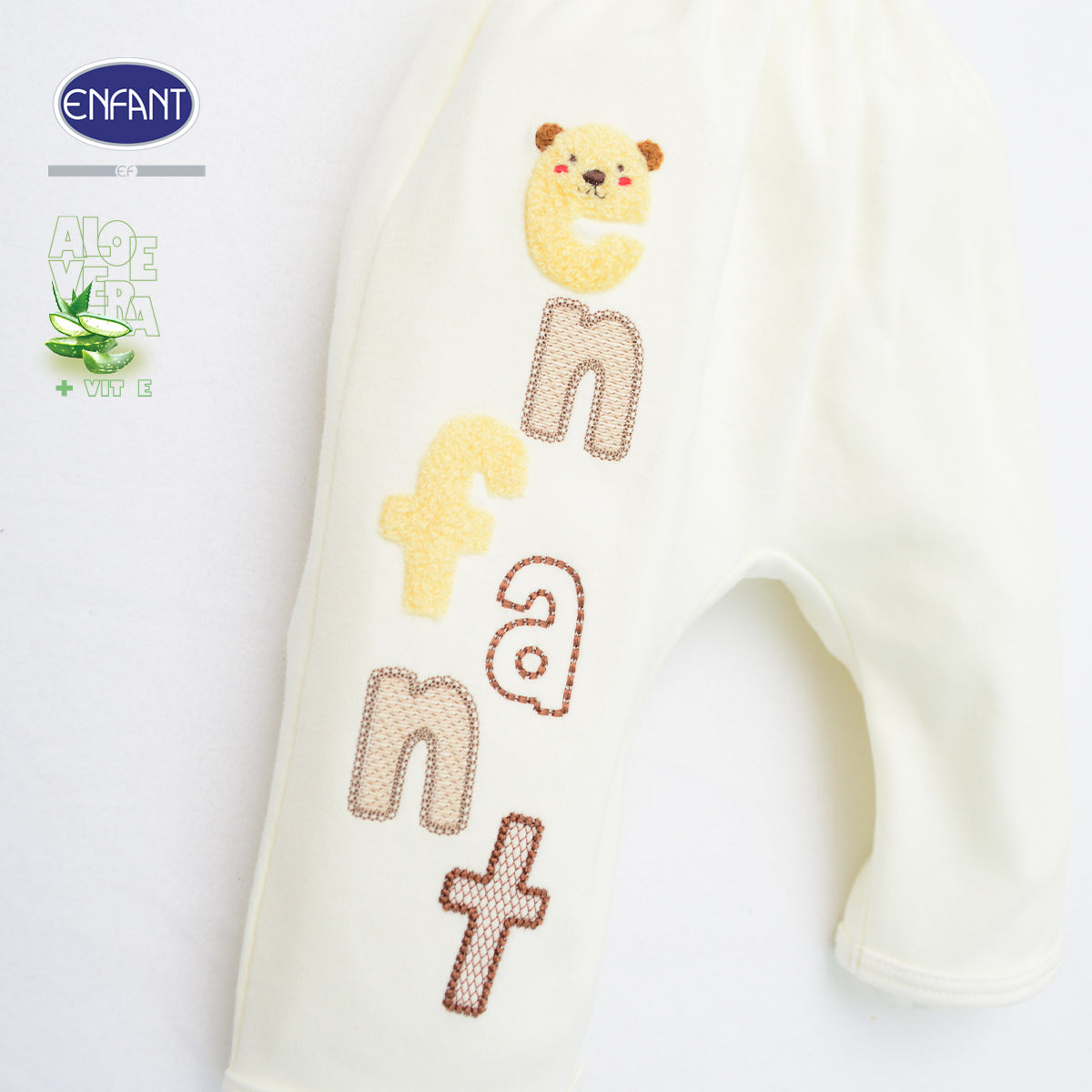 ENFANT ชุดเสื้อแขนยาว + กางเกงขายาว แรกเกิด-6 เดือน ผ้า Aloe Vera + Vitamin E รุ่น  สีครีม EB1JQ6