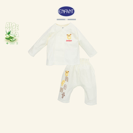 ENFANT ชุดเสื้อแขนยาว + กางเกงขายาว เด็กอ่อน ผ้า Aloe Vera + Vitamin E รุ่น  สีครีม EB1JQ6