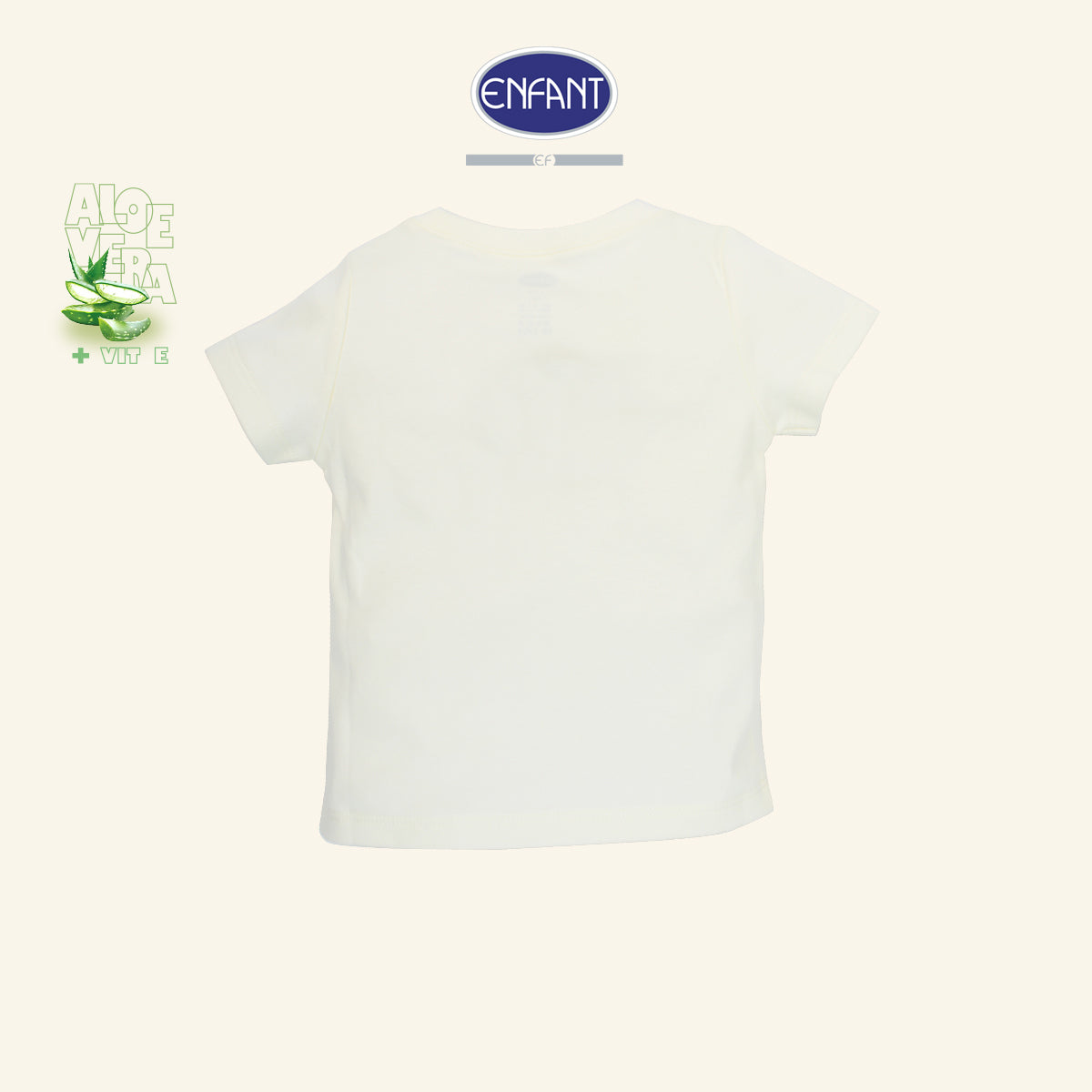 ENFANT เสื้อแขนสั้นเด็กอ่อน ลายหน้าหมี ผ้า Aloe Vera + Vitamin E รุ่น  สีครีม EB2JQ3