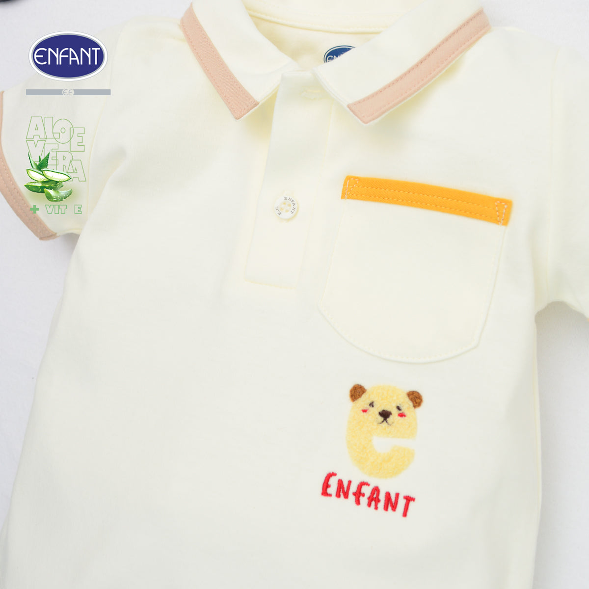 ENFANT เสื้อโปโลแขนสั้นเด็กอ่อน ผ้า Aloe Vera + Vitamin E รุ่น  สีครีม EB2JQ4
