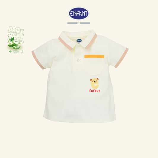 ENFANT เสื้อโปโลแขนสั้นเด็กอ่อน ผ้า Aloe Vera + Vitamin E รุ่น  สีครีม EB2JQ4