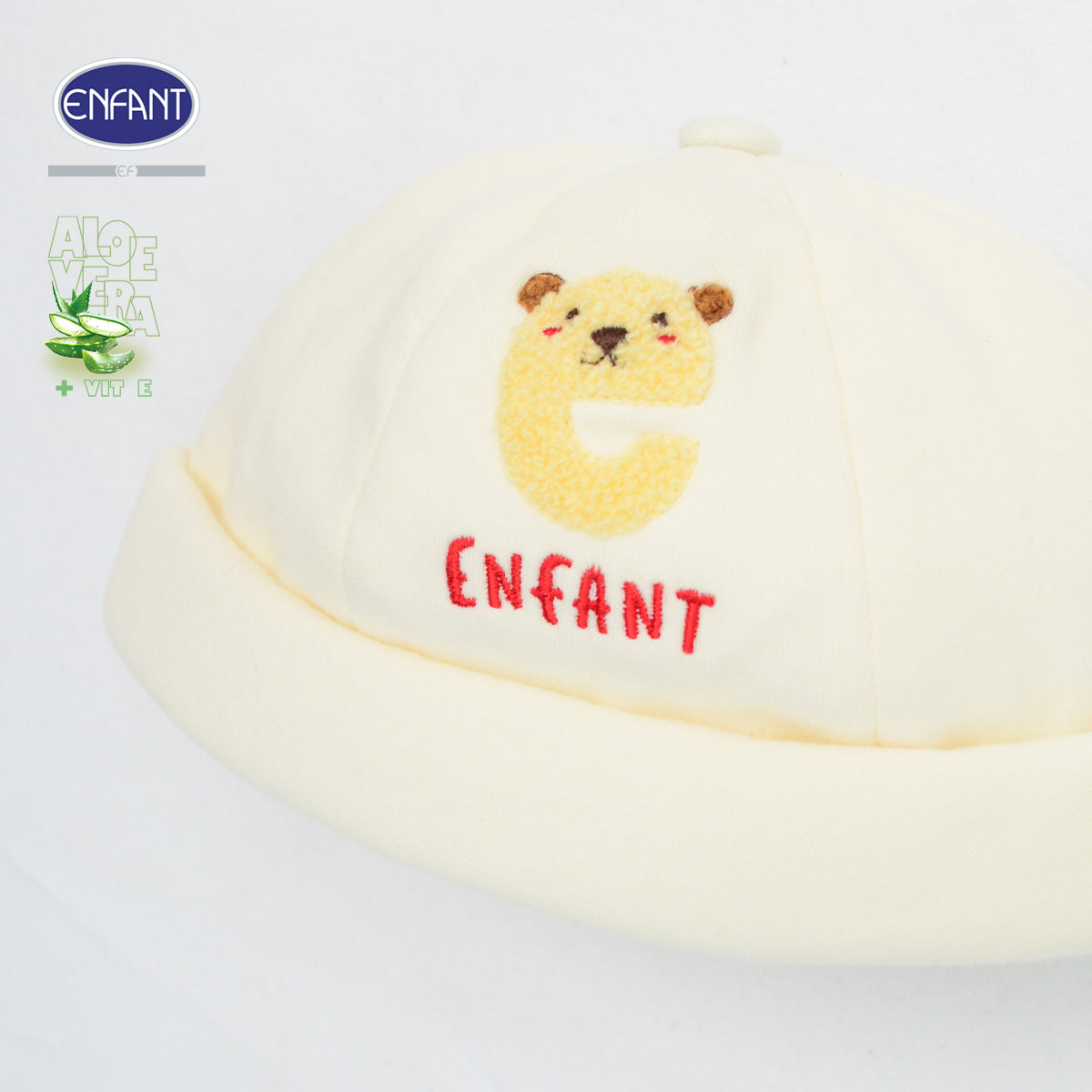 ENFANT หมวกเด็กอ่อน ผ้า Aloe Vera + Vitamin E รุ่น  สีครีม EA7JQ7
