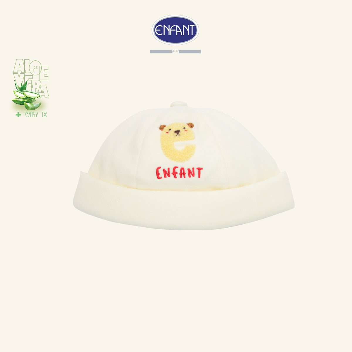 ENFANT หมวกเด็กอ่อน ผ้า Aloe Vera + Vitamin E รุ่น  สีครีม EA7JQ7