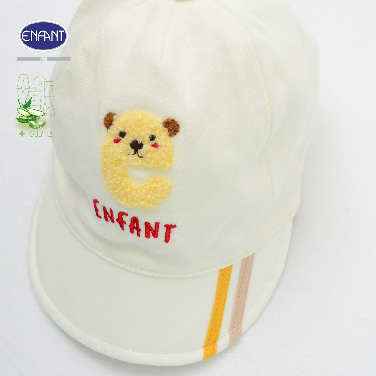 ENFANT หมวกเด็กอ่อนทรงแก๊ป มีปีก ผ้า Aloe Vera + Vitamin E รุ่น  สีครีม EA7JQ8