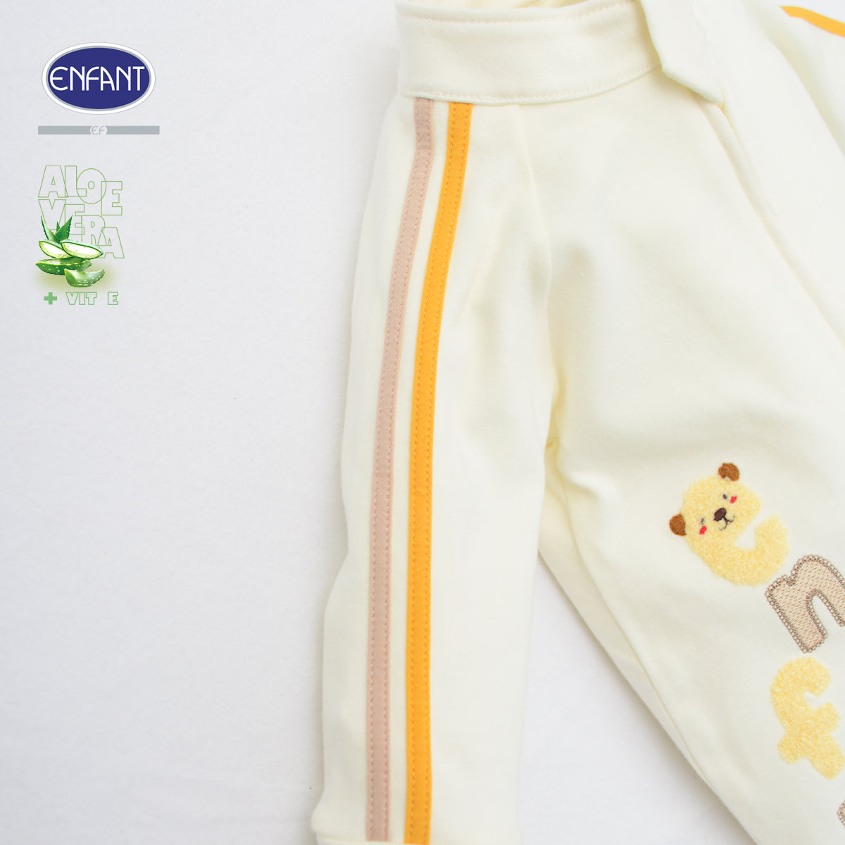 ENFANT ชุดหมีเด็กแขนยาว ขายาว ซิปหน้า Aloe Vera + Vitamin E รุ่น  สีครีม EB8JQ8