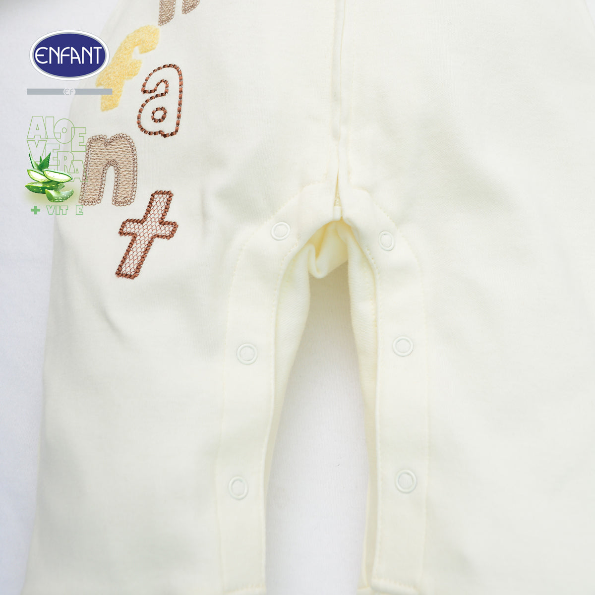 ENFANT ชุดหมีเด็กแขนยาว ขายาว ซิปหน้า Aloe Vera + Vitamin E รุ่น  สีครีม EB8JQ8
