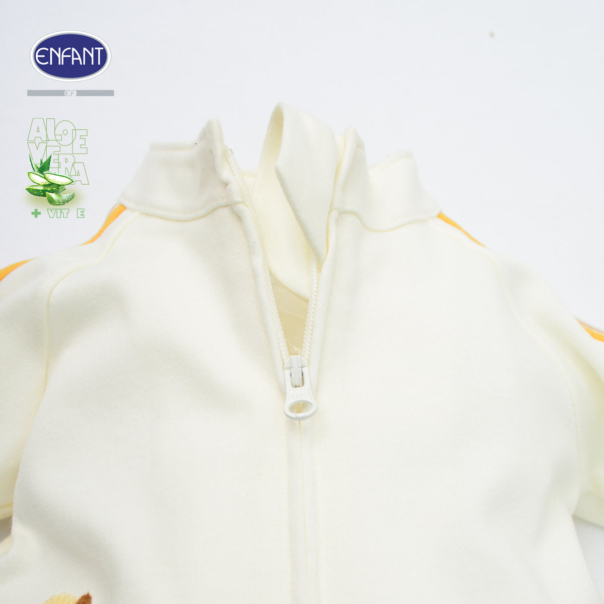 ENFANT ชุดหมีเด็กแขนยาว ขายาว ซิปหน้า Aloe Vera + Vitamin E รุ่น  สีครีม EB8JQ8