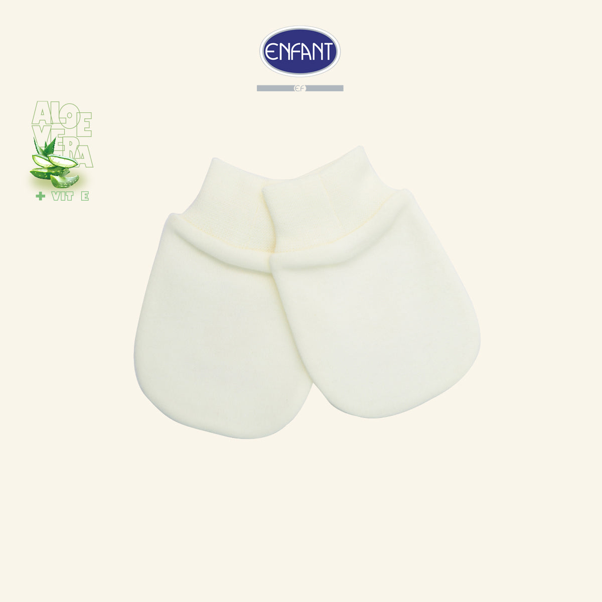 ENFANT ถุงมือ&ถุงเท้าเด็กอ่อน(ขายแยกชิ้น) Cotton 100% Aloe Vera + Vitamin E สีครีม EA9JQ0&EA9JQ1
