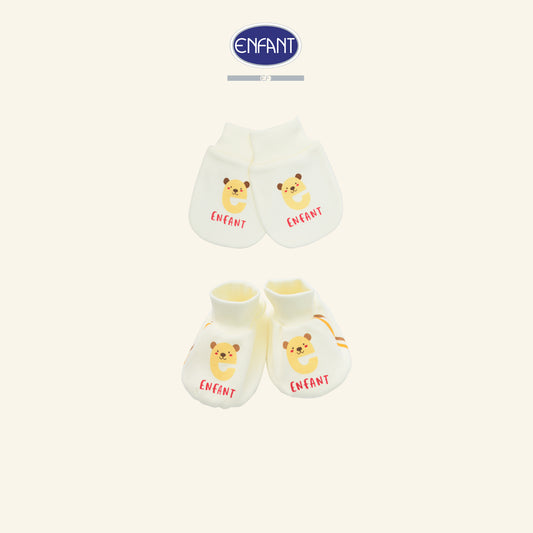ENFANT ถุงมือ&ถุงเท้าเด็กอ่อน(ขายแยกชิ้น) Cotton 100% Aloe Vera + Vitamin E สีครีม EA9JQ0&EA9JQ1