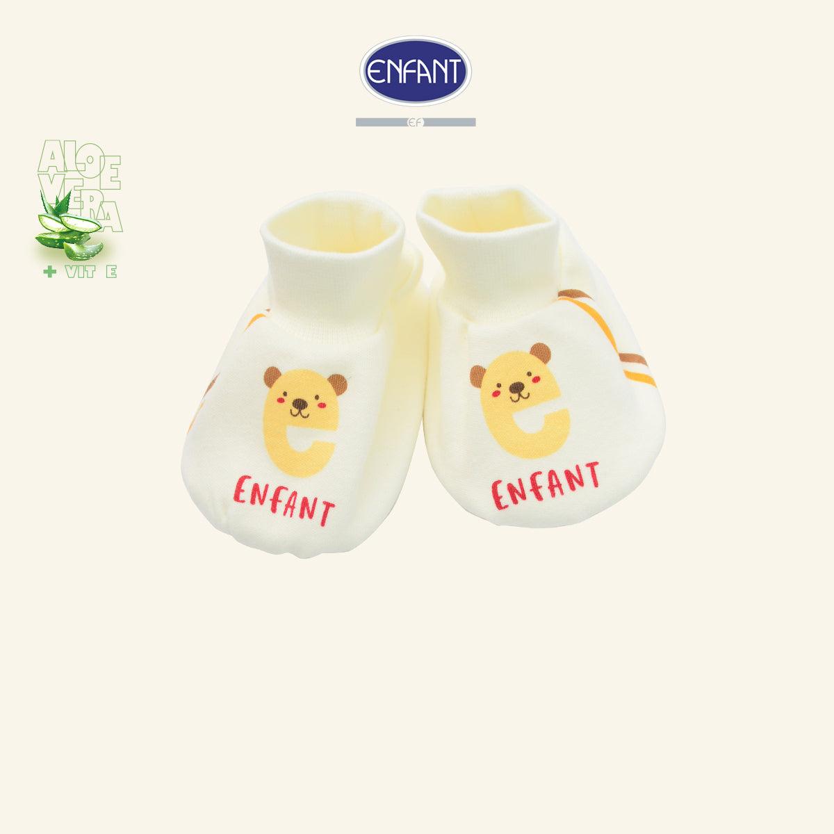 ENFANT ถุงมือ&ถุงเท้าเด็กอ่อน(ขายแยกชิ้น) Cotton 100% Aloe Vera + Vitamin E สีครีม EA9JQ0&EA9JQ1