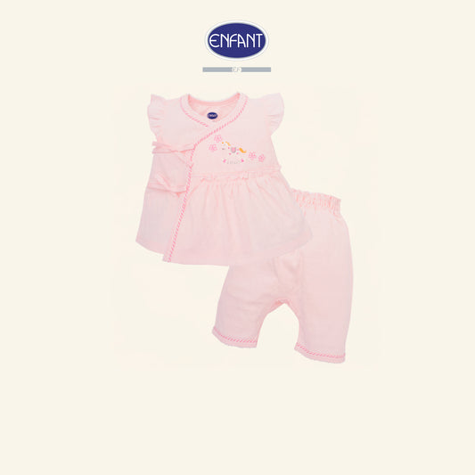 ENFANT Baby Girl Set - ชุดเด็กอ่อนแขนกุด สีชมพูอ่อนน่ารัก EB1JJ3