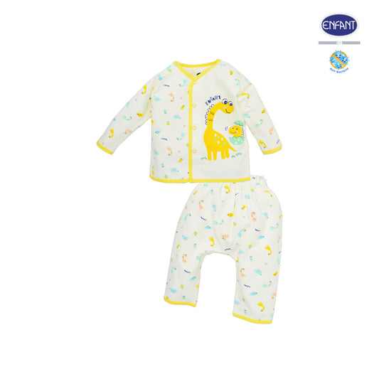 Enfant soft flex ชุดเสื้อกระดุมแขนยาวลายไดโนเสาร์ สำหรับ3เดือน-2ขวบ EB1JL6