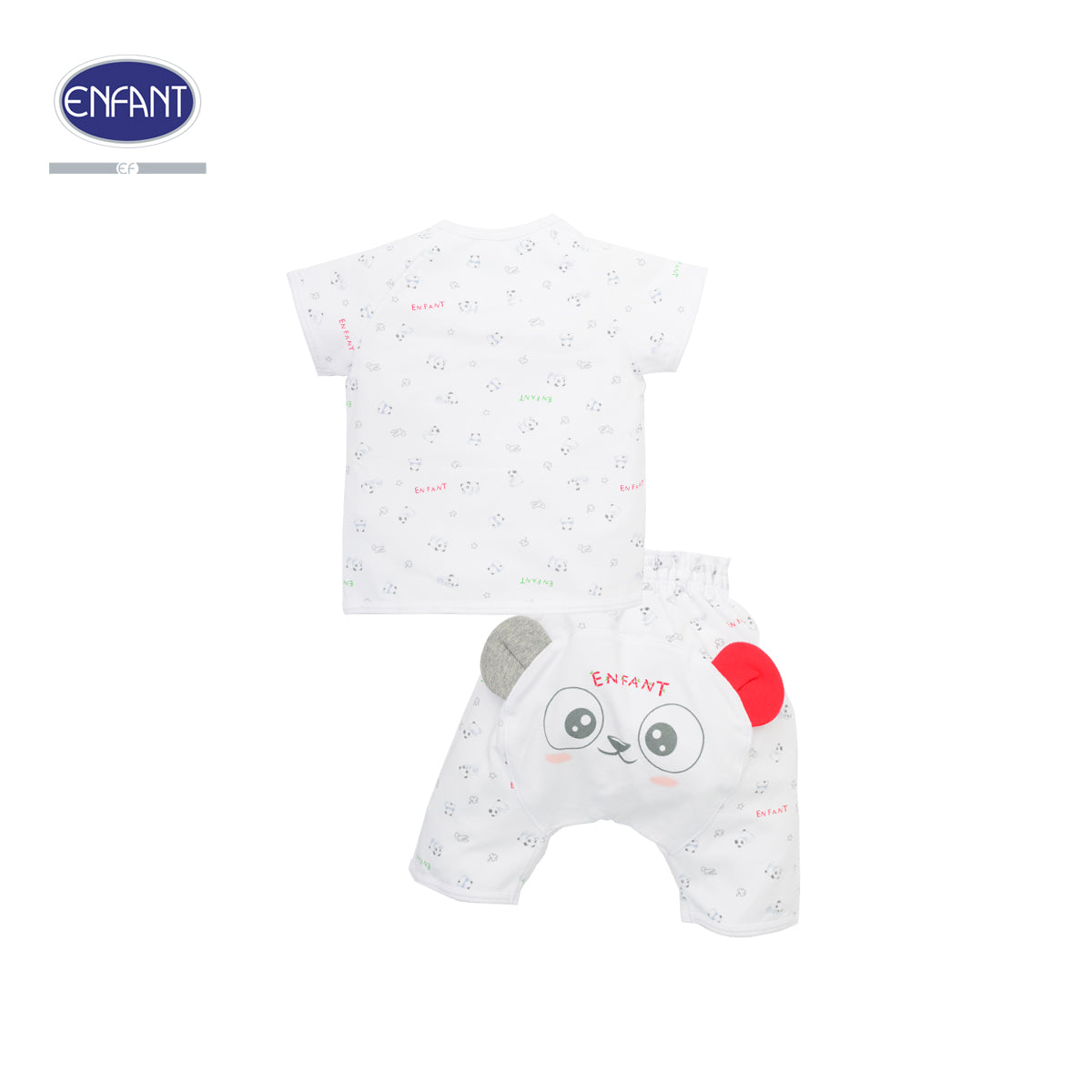 ENFANT ชุดผูกเสื้อป้ายแขนสั้น สำหรับแรกเกิด-6เดือน ลายแพนด้า รุ่นEB1JM5
