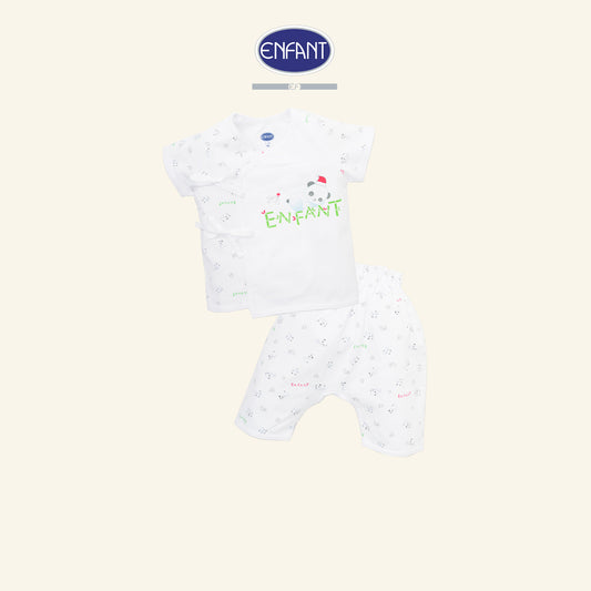 ENFANT ชุดผูกเสื้อป้ายแขนสั้น สำหรับแรกเกิด-6เดือน ลายแพนด้า รุ่นEB1JM5