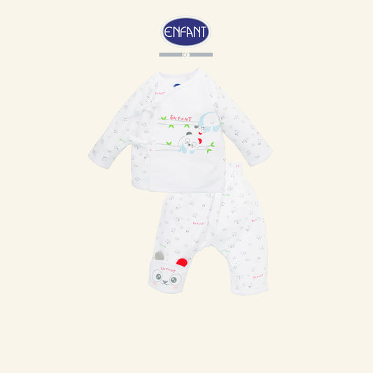 ENFANT เสื้อผูกป้าย แขนยาว ลายแพนด้า สำหรับแรกเกิด-6เดือน รุ่นEB1JM7