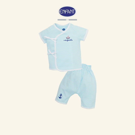 ENFANT ชุดเสื้อผูกป้ายเด็กชาย ลายทหารเรือ แรกเกิด-6เดือน ฟ้า รุ่นEB1JP5