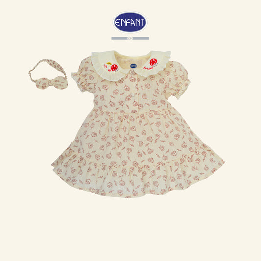 ENFANT ชุดเดรส+ที่คาดผม ลายดอกไม้ 3เดือน-2ปี EB4JV1
