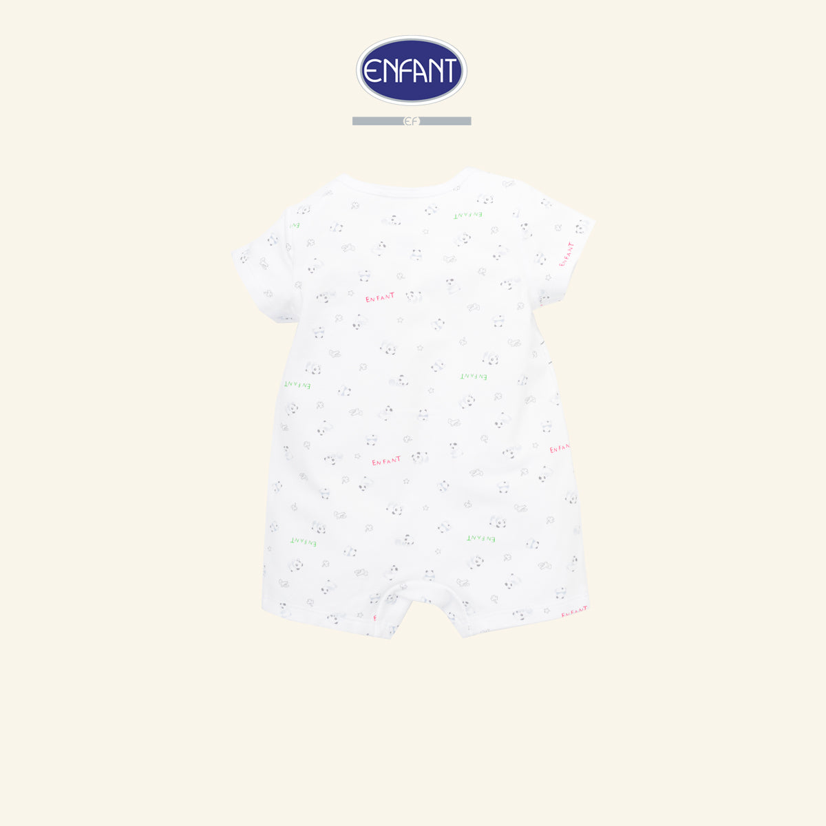 ENFANT ชุดบอดี้สูทเด็กเล็ก-หมวกแขนสั้นสำหรับเด็กแรกเกิด-6เดือน (เซ็ต) ลายแพนด้า รุ่นEB8JM0