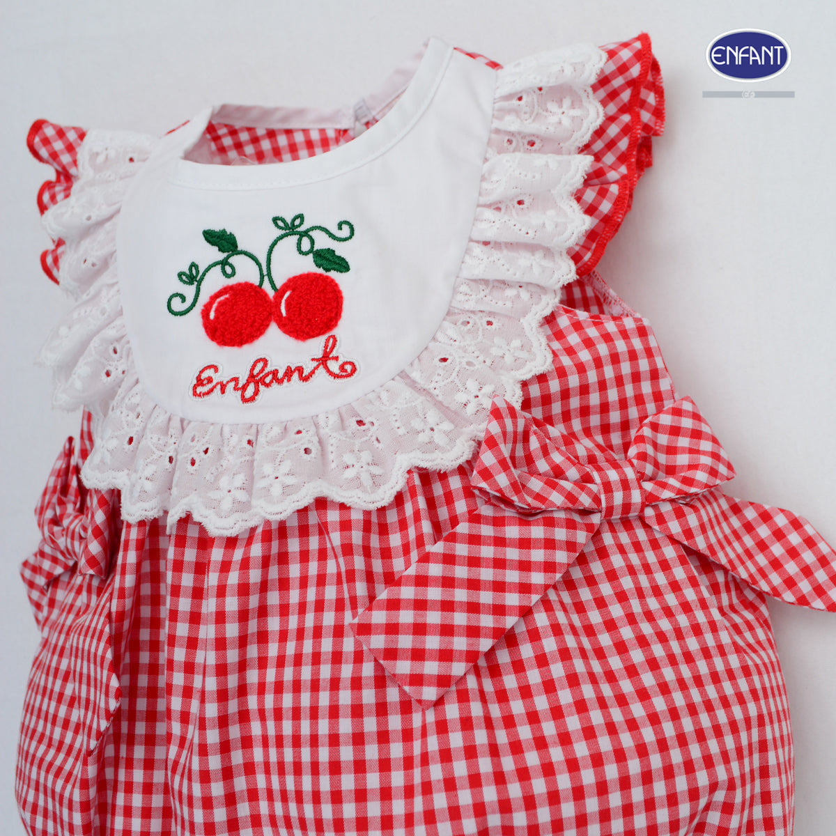Enfant ชุดบอดี้สูทสีแดง ลายเชอร์รี่เด็กอ่อนสำหรับแรกเกิด-1ขวบ EB8JN3