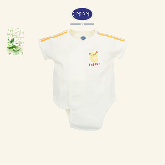 ENFANT บอดี้สูทเด็กแรกเกิด แขนสั้น แบบป้ายหน้า Aloe Vera + Vitamin E รุ่น  สีครีม EB8JQ0