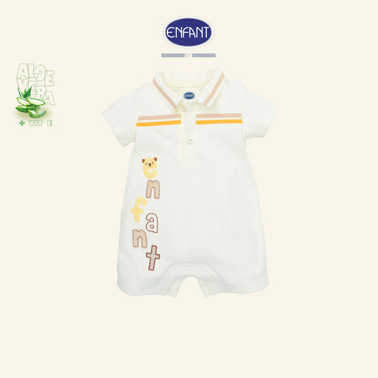 ENFANT รอมเปอร์เด็กแรกเกิดแขนสั้น คอปกโปโล Aloe Vera + Vitamin E รุ่น  สีครีม EB8JQ1