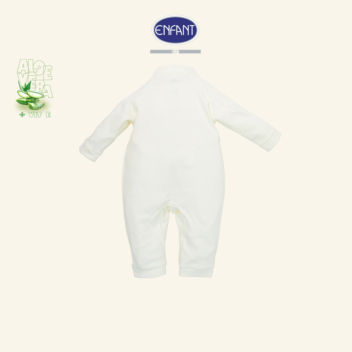 ENFANT ชุดหมีเด็กแขนยาว ขายาว ซิปหน้า Aloe Vera + Vitamin E รุ่น  สีครีม EB8JQ8