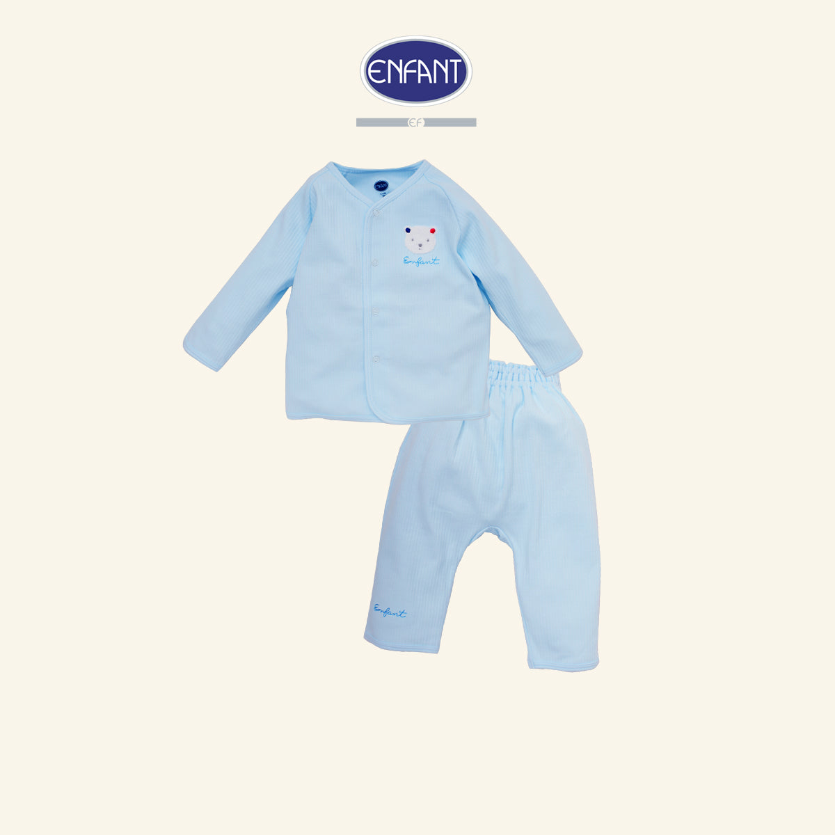 ENFANT ชุดSnapผ่าหน้า แขนยาว 3เดือน-2ปี หมีขาว ฟ้า-ชมพู EB1JX6