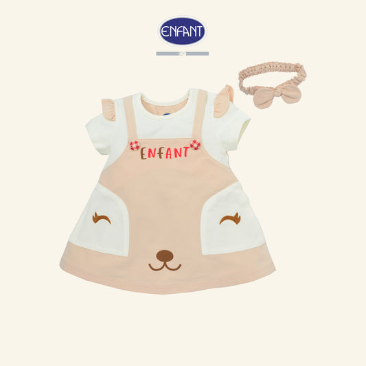 ENFANT เดรสเอี๊ยม+สายคาดผม แรคคูน 3เดือน-2ปี  EB4JW1