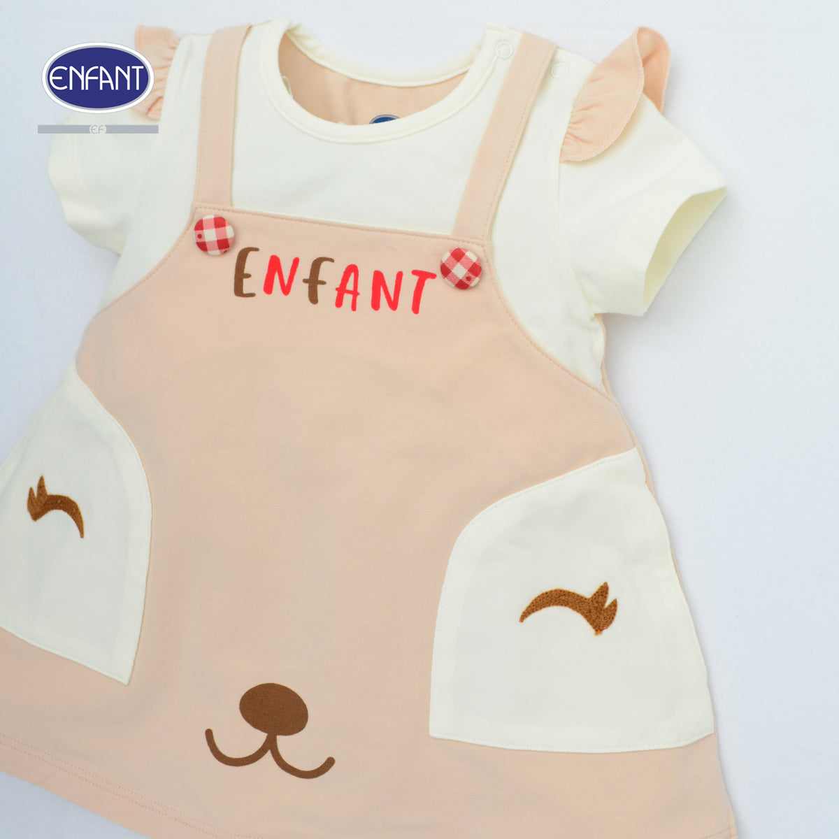 ENFANT เดรสเอี๊ยม+สายคาดผม แรคคูน 3เดือน-2ปี  EB4JW1