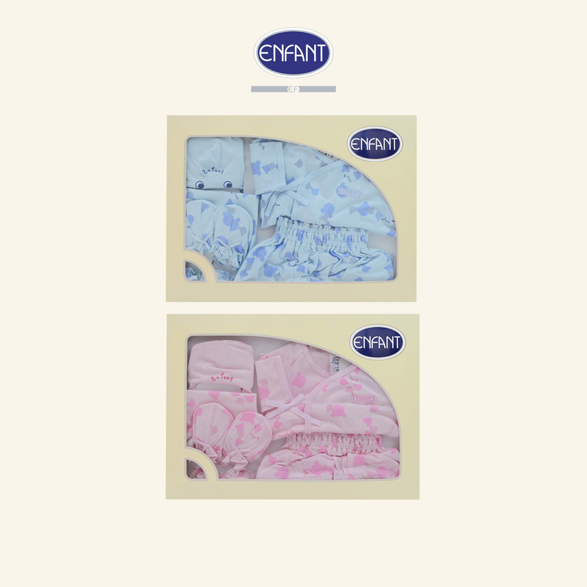 Enfant กิ๊ฟเซ็ตเด็กอ่อน แรกเกิด-3 เดือน ผ้ายืดพิมพ์ลาย Cotton 100%  ED1CV0,ED1CS0,ED1CX0