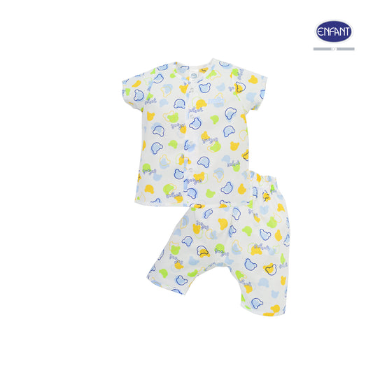 ENFANT BASIC ชุดเสื้อกระดุมเด็กอ่อน 3เดือน-2ขวบ ลายหมี(ผ้าป่าน) ED1DF4